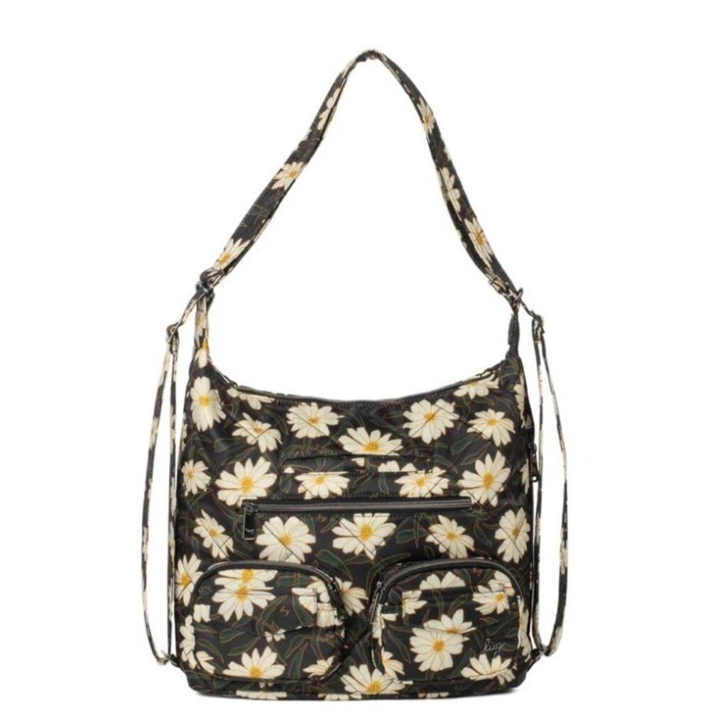 Lug Zipliner Convertible Hobo Bag Autumn Daisies Backpack Daisy Print